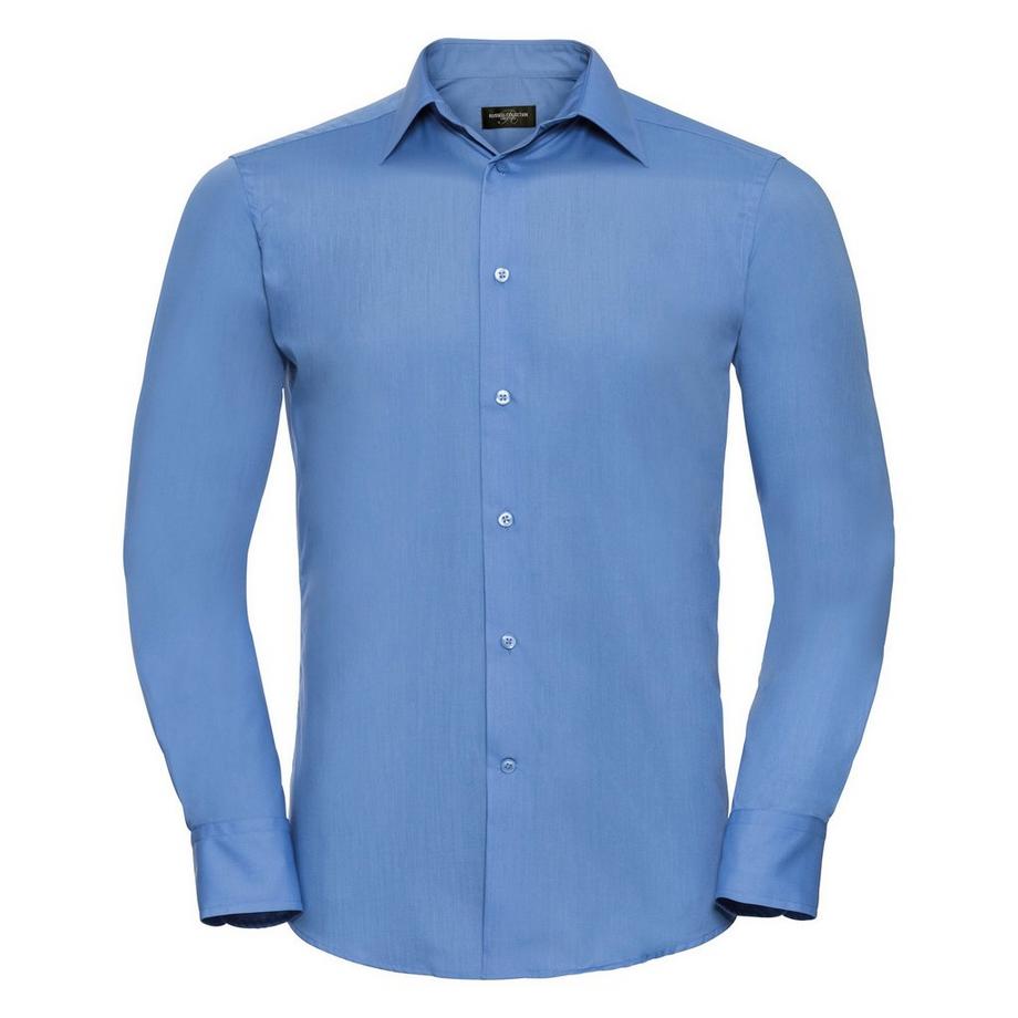 Russell Collection Popeline Camicia Maniche Lunghe Facile Manutenzione  