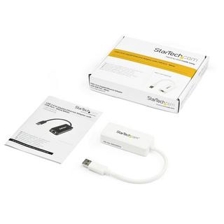 STARTECH.COM  Adattatore USB 3.0 a Ethernet Gigabit (RJ45) - Scheda di rete NIC esterna con porta USB integrata - Bianco 