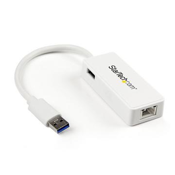 Adattatore USB 3.0 a Ethernet Gigabit (RJ45) - Scheda di rete NIC esterna con porta USB integrata - Bianco