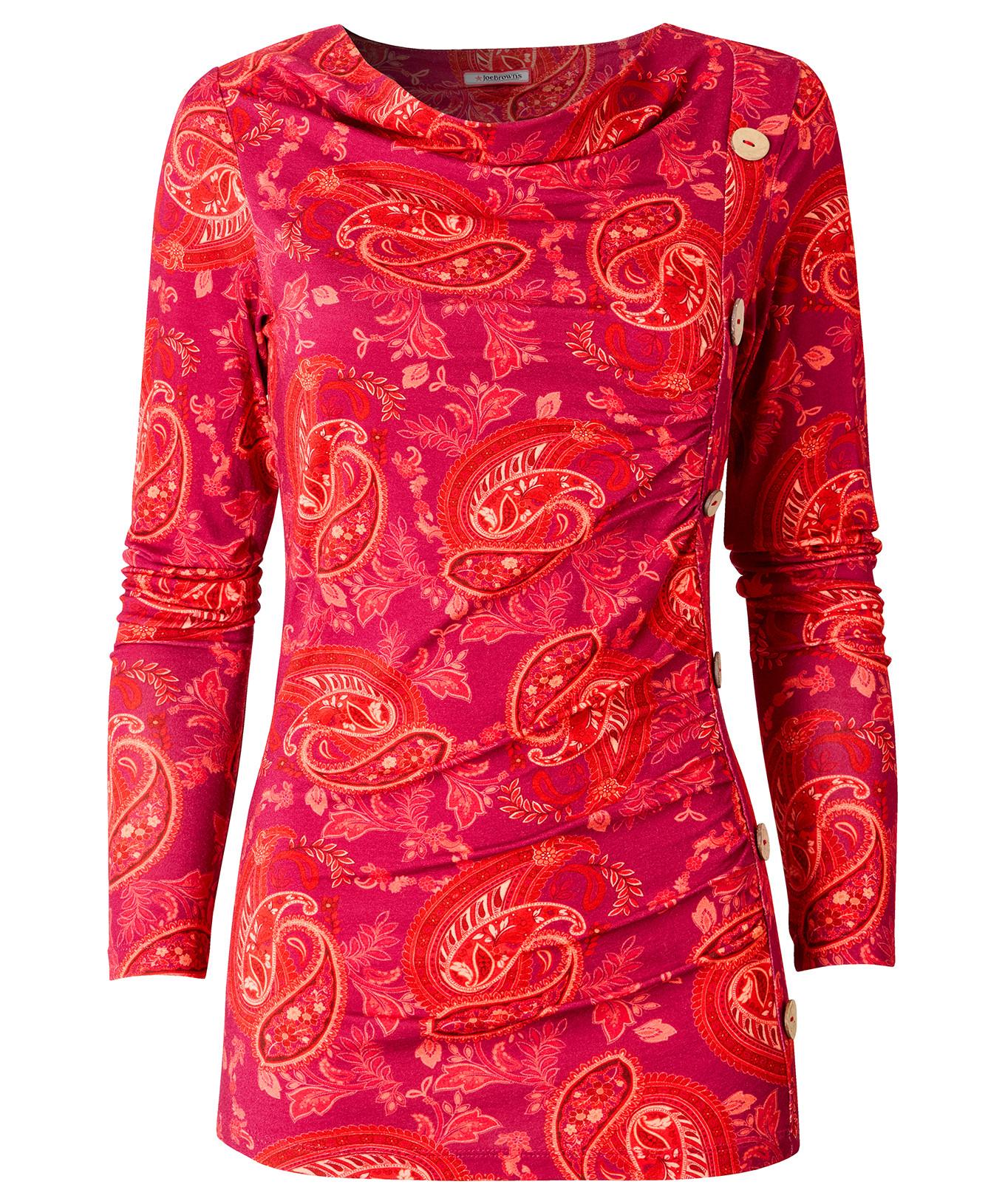Joe Browns Langarmshirt Paisley-Print Knopfdetails  