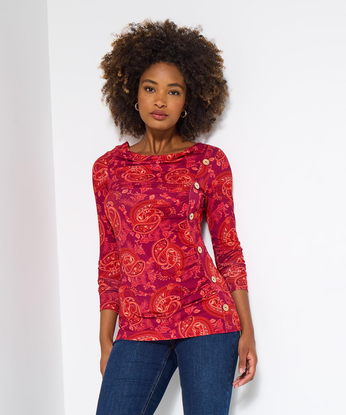 Joe Browns Langarmshirt Paisley-Print Knopfdetails  