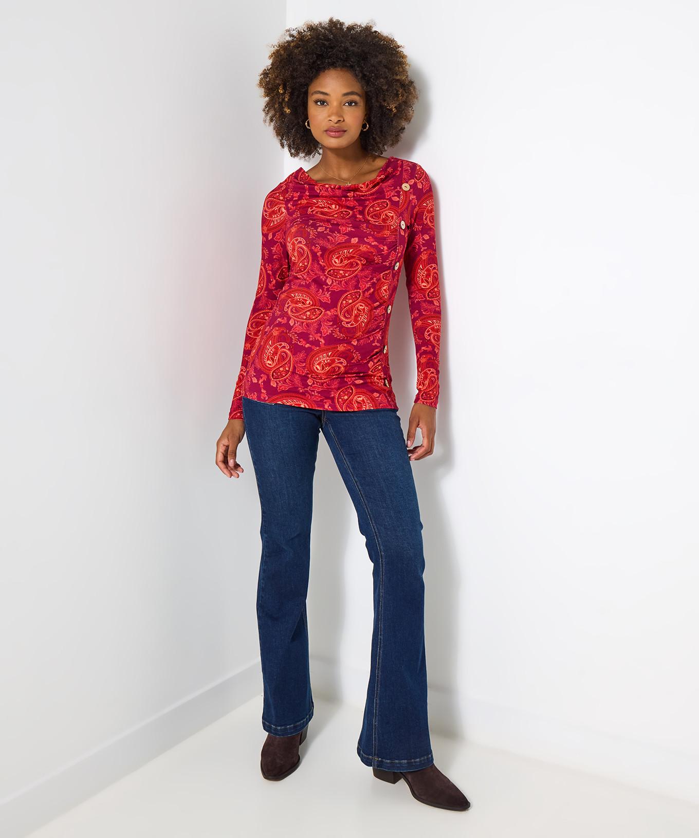 Joe Browns Langarmshirt Paisley-Print Knopfdetails  