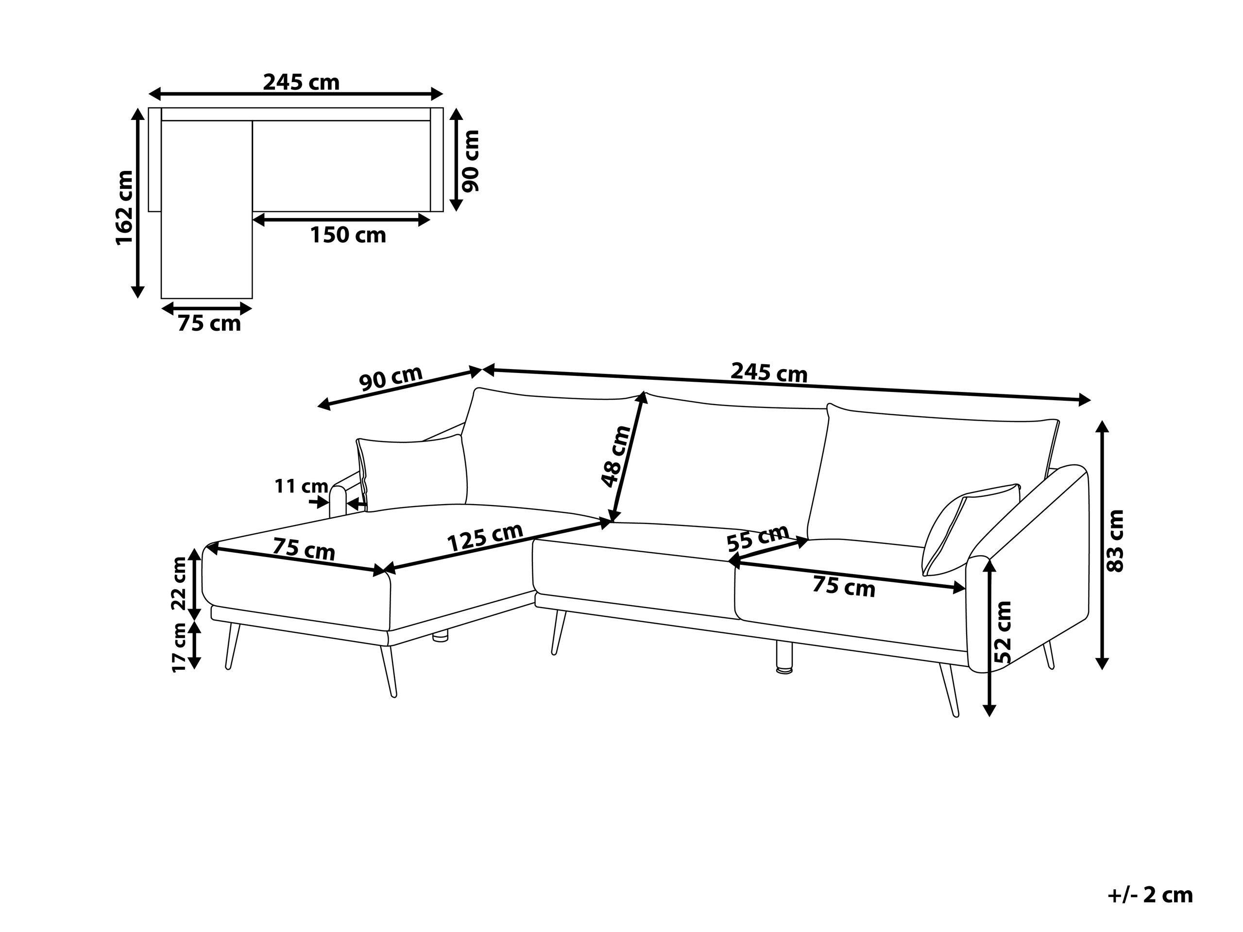 Beliani Ecksofa mit LED aus Samtstoff Modern VARDE  