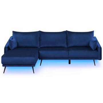 Canapé d'angle avec éclairage LED en Velours Moderne VARDE