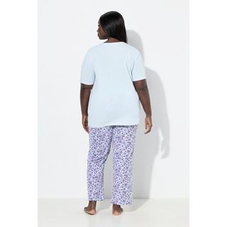 Ulla Popken Pigiama Stampa Floreale Scollo Rotondo Maniche Corte  