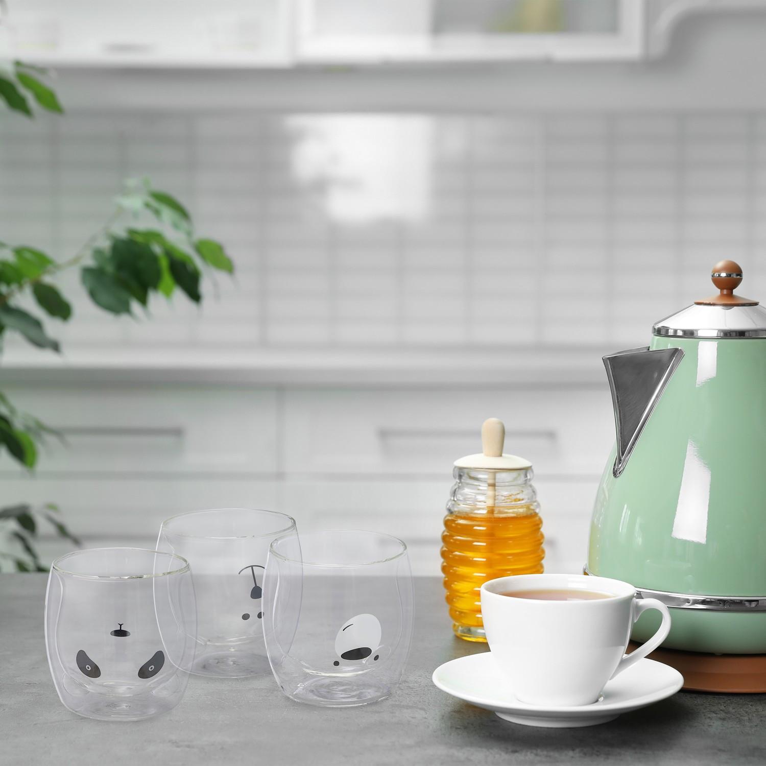 Northix Doppelwandige Bärengläser 3er-Set  