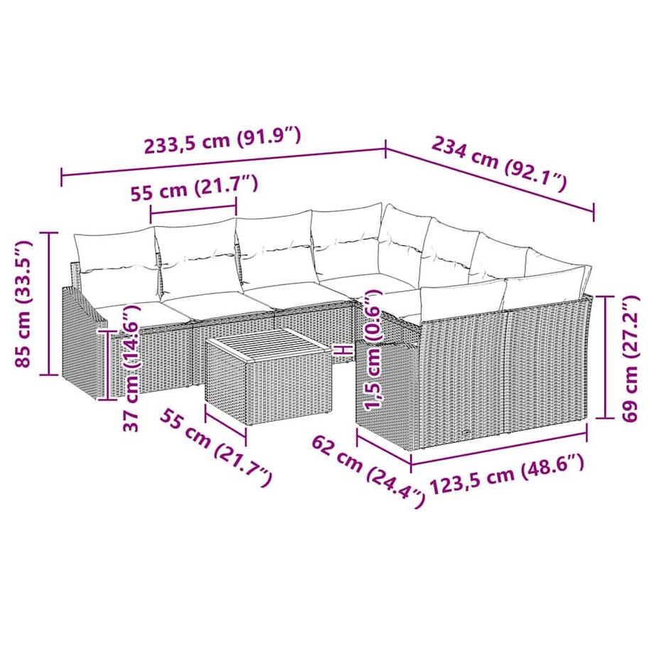 VidaXL Garten-sofa poly-rattan  