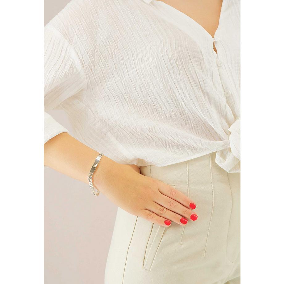 MUAU Schmuck  Bracelet d'identité en argent 925, 6mm, 19cm 