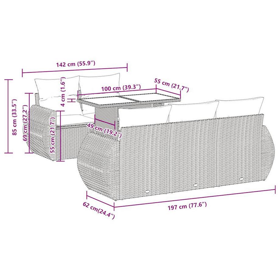 VidaXL Ensemble de canapés de jardin rotin synthétique  