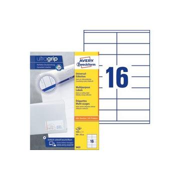 AVERY ZWECKFORM Etiketten 105×35mm 3423 weiss 1600 Stk./100 Blatt