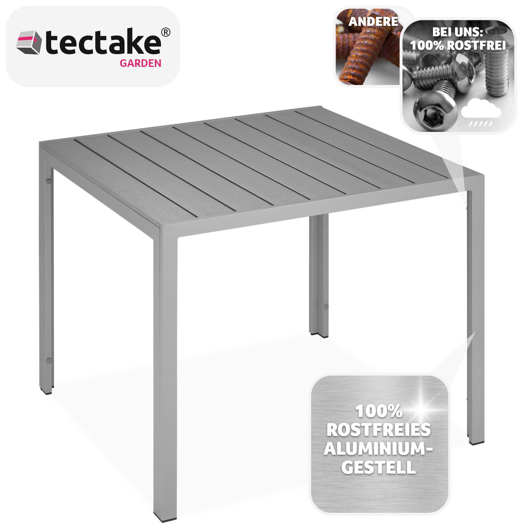 Tectake Aluminium Gartentisch Maren höhenverstellbare Füsse 90x90x74,5cm  