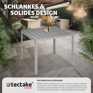 Tectake Aluminium Gartentisch Maren höhenverstellbare Füsse 90x90x74,5cm  