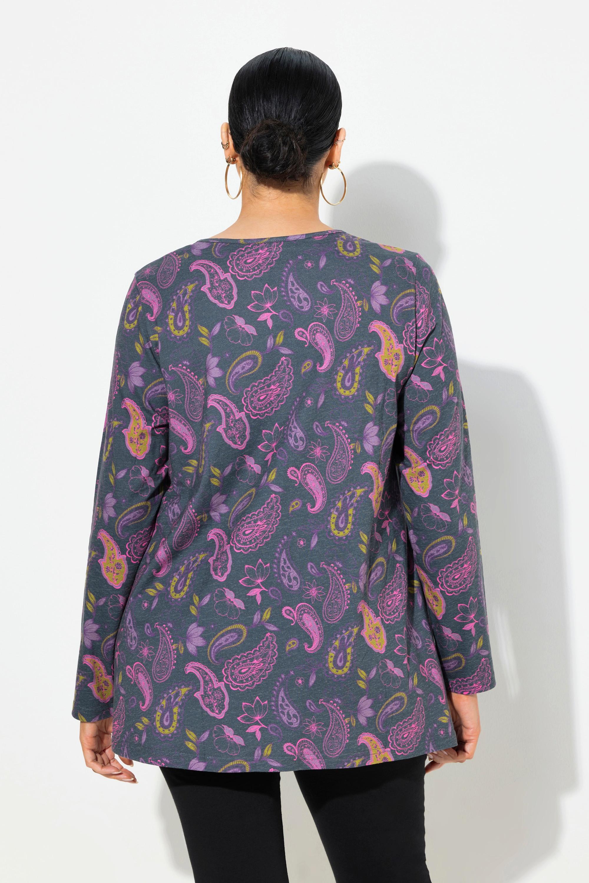 Ulla Popken Maglia A-line Girocollo Keyhole Maniche Lunghe  