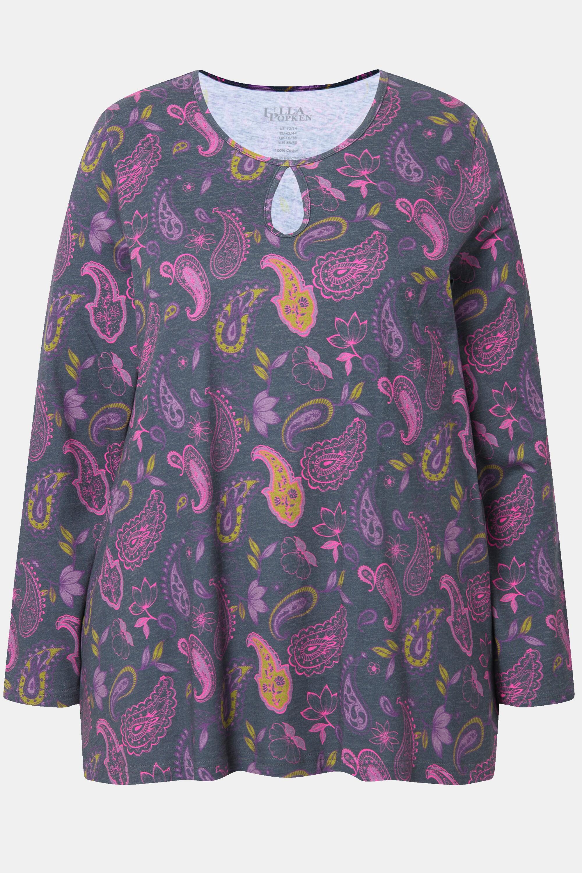 Ulla Popken Maglia A-line Girocollo Keyhole Maniche Lunghe  