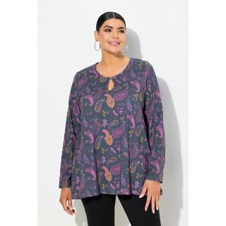 Ulla Popken  Shirt, A-Linie, Rundhals, Keyhole, Langarm 