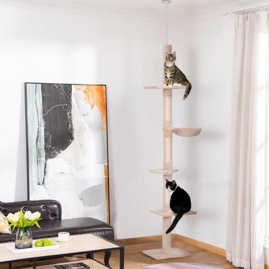 Northio  Arbre À Chat Réglable En Hauteur Avec Colonnes En Sisal, Pour Grimper Et Gratter, 40 X 34 X 230-260 Cm 