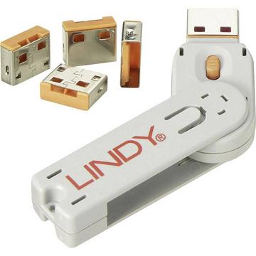 LINDY USB Port Schloss (4 Stück) mit Schlüssel: Code