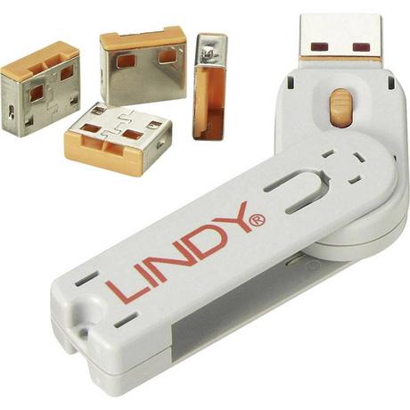 LINDY  LINDY USB Port Schloss (4 Stück) mit Schlüssel: Code 