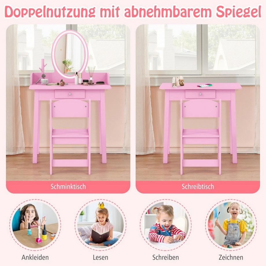 Kinder-Frisiertisch mit LED-Spiegel