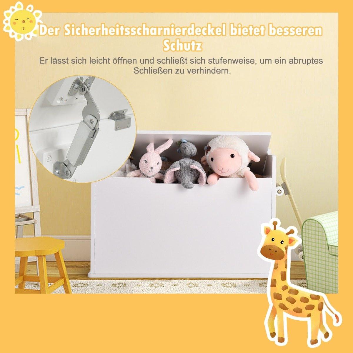 Northio Scatola per giocattoli con coperchio Cassetta per giocattoli 2 in 1 con cuscino armadietto per giocattoli 74 x 39 x 52 cm bianco  