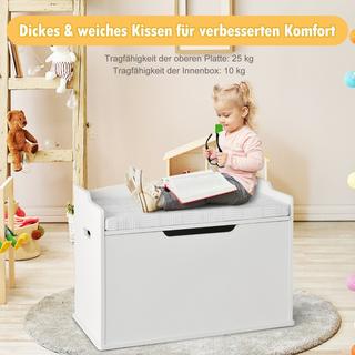 Northio Scatola per giocattoli con coperchio Cassetta per giocattoli 2 in 1 con cuscino armadietto per giocattoli 74 x 39 x 52 cm bianco  