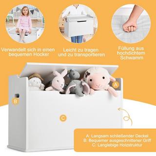 Northio Scatola per giocattoli con coperchio Cassetta per giocattoli 2 in 1 con cuscino armadietto per giocattoli 74 x 39 x 52 cm bianco  