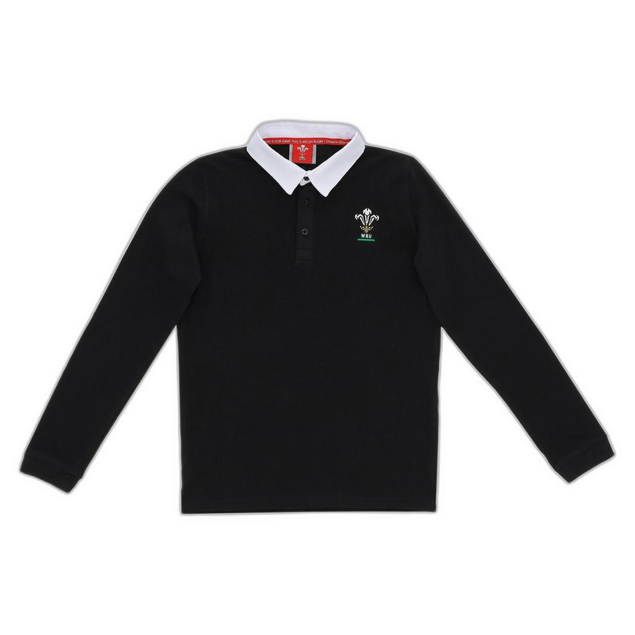 macron  langarm polo-shirt kind pays de galles rugby xv merch ca lf 