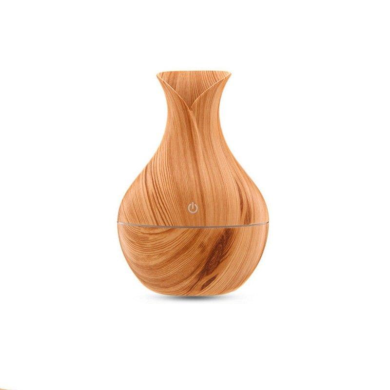 Image of eStore Vasenförmiger Luftbefeuchter mit Holzmuster - Helles Holz