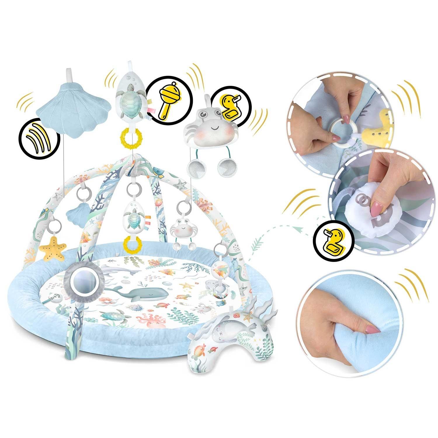 B2X Interaktive Babymatte Ocean

⭐⭐⭐⭐⭐ für Design und Komfort

HAUPTMERKMALE:

- 7 multifunktionale Spielzeuge
- Spezielles Kissen für die Bauchlage
- Schnell und einfach zusammenklappbar
- Lange Nutzungsdauer durch abnehmbare Rahmen
- Weicher, leic  