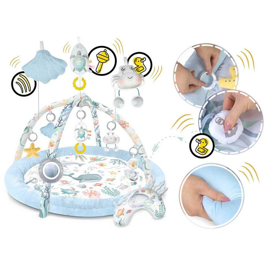 B2X Tapis bébé interactif Océan

⭐⭐⭐⭐⭐ pour le design et le confort

CARACTÉRISTIQUES PRINCIPALES :

- 7 jouets multifonctionnels
- Oreiller dédié à la position du ventre
- Rapide et facile à plier
- Longue durée d'utilisation grâce aux cadres amovib  