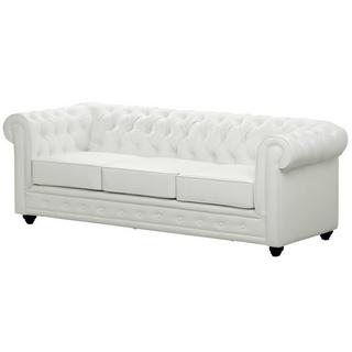 Vente-unique Sofas 3-Sitzer, 2-Sitzer & Sessel - Kunstleder - Weiß - CHESTERFIELD  