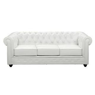 Vente-unique Sofas 3-Sitzer, 2-Sitzer & Sessel - Kunstleder - Weiß - CHESTERFIELD  