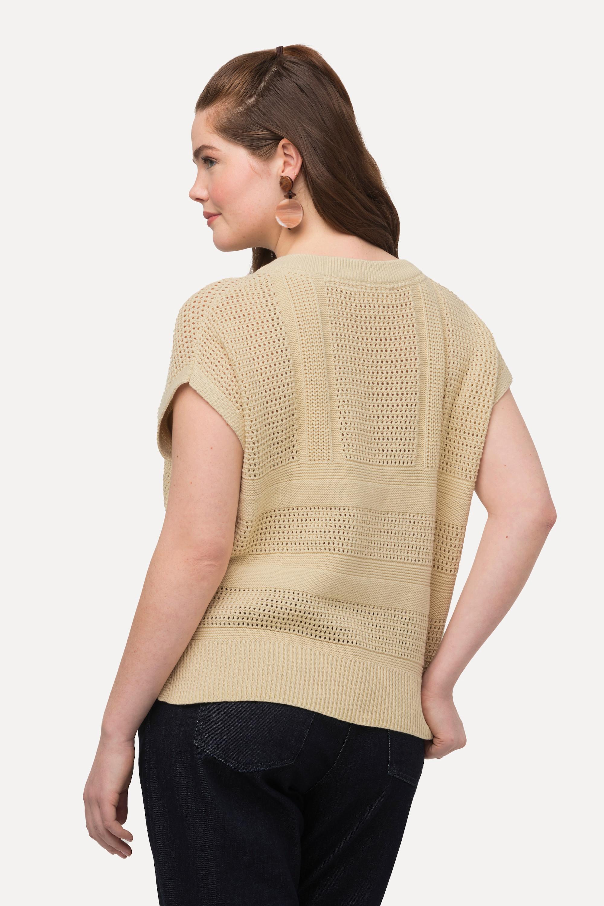 Ulla Popken Pull sans manches en maille col en V  