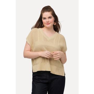 Pull sans manches en maille, col en V, coton bio