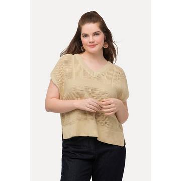 Pull sans manches en maille, col en V, coton bio