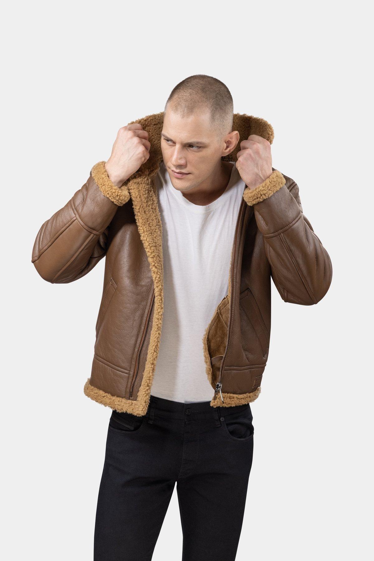 GÖTTIG.  Blouson en cuir Shearling Aviator B3 - Camel 