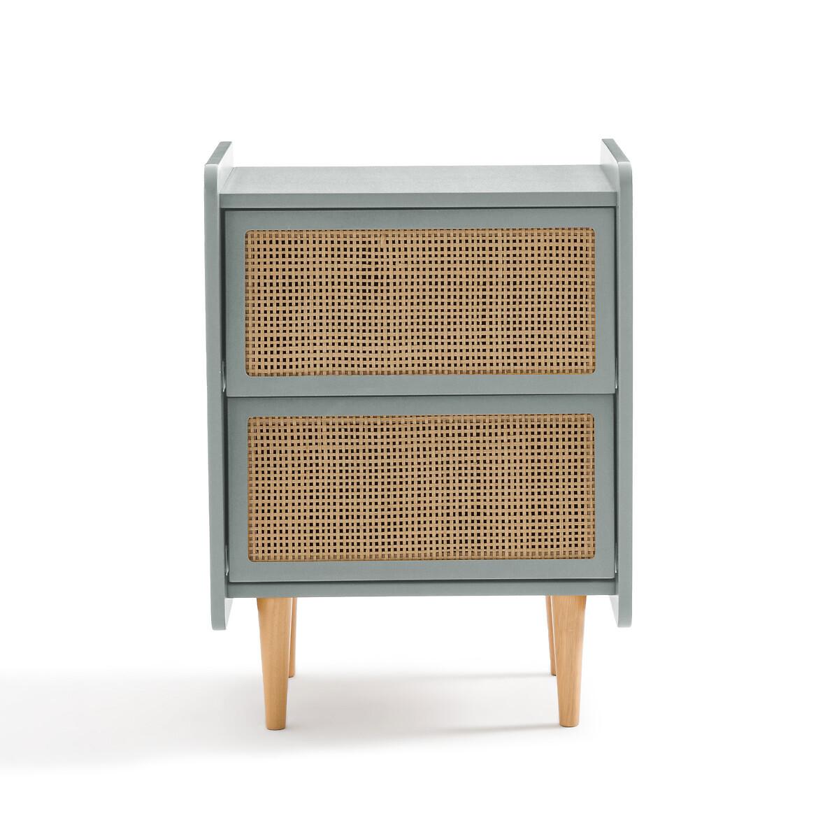 La Redoute Intérieurs Nachttisch mit 2 Schubladen aus Rohrgeflecht  