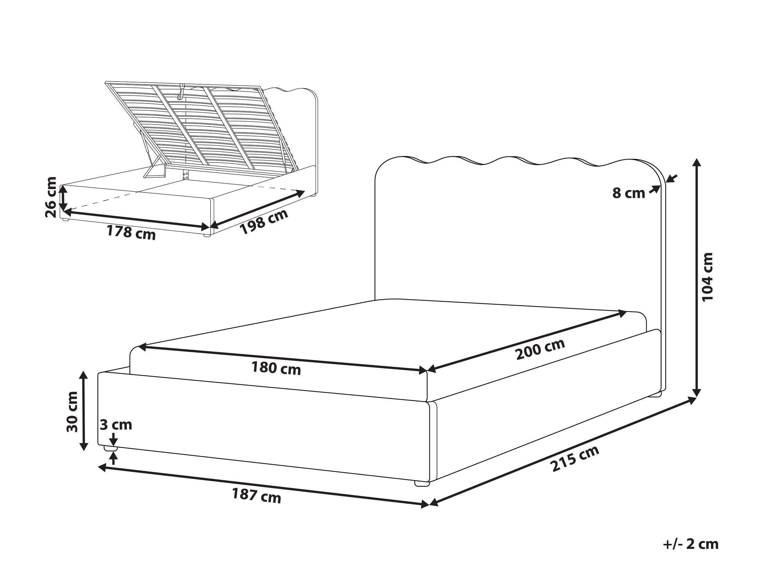 Beliani Letto contenitore en Bouclé Moderno NANTERRE  