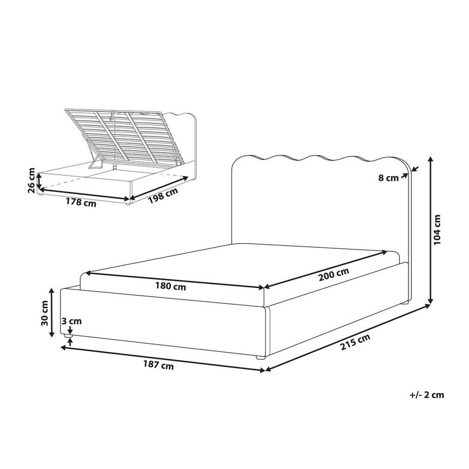 Beliani Letto contenitore en Bouclé  NANTERRE  