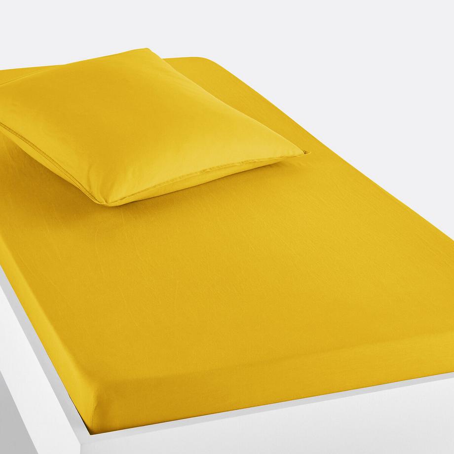 Drap housse enfant uni en coton lavé