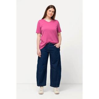 Ulla Popken  Jeans, weites Bein, Ziernaht, Elastikbund, Biobaumwolle 