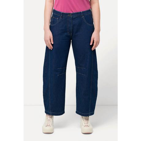 Ulla Popken  Jeans con taglio della gamba ampio, cucitura decorativa, cintura elastica e cotone biologico 