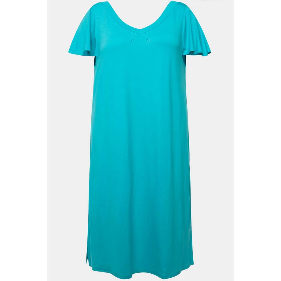 Ulla Popken Abito midi in jersey linea A scollo a V maniche ad aletta  