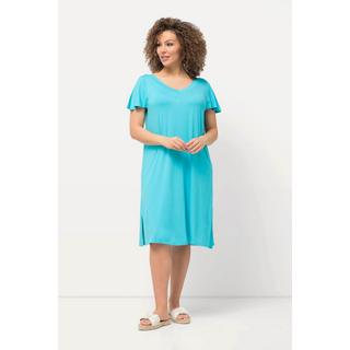 Ulla Popken  Robe midi en jersey, avec décolleté en V et manches courtes évasées. Silhouette en A. 