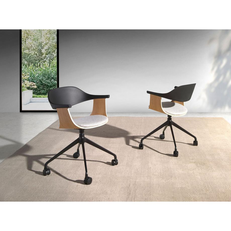 ANGEL CERDA Sedia girevole da ufficio in tessuto grigio chiaro e pvc nero  