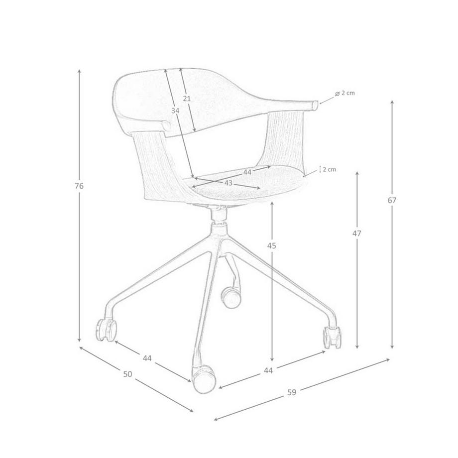 ANGEL CERDA Sedia girevole da ufficio in tessuto grigio chiaro e pvc nero  