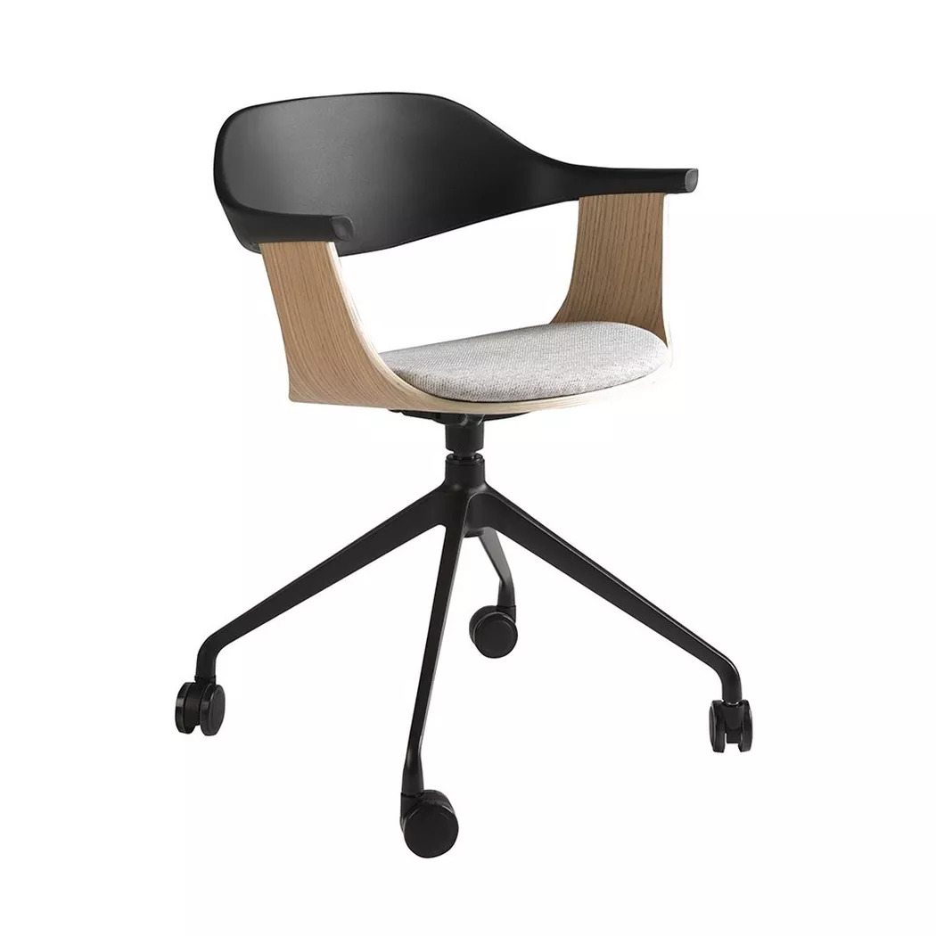 ANGEL CERDA – Bürodrehstuhl aus hellem Stoff und em PVC, One Size, Grau