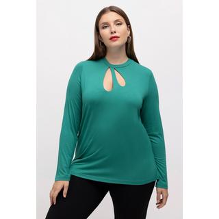 Ulla Popken  Shirt, Cut-Out, Classic, Stehkragen, Langarm 