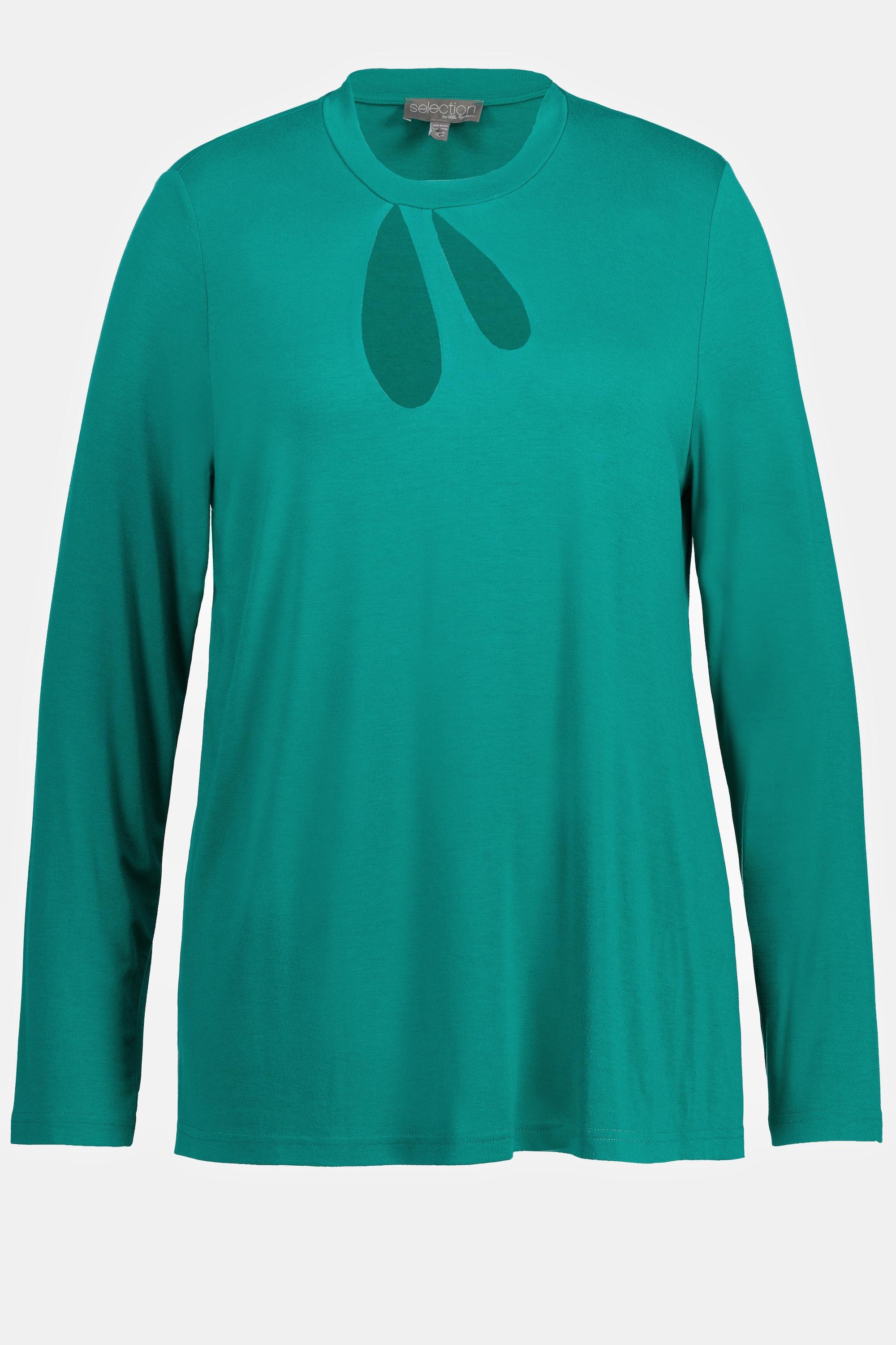 Ulla Popken T-shirt Maniche Lunghe Collo Alto Cut-Out Classic  