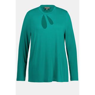 Ulla Popken  Shirt, Cut-Out, Classic, Stehkragen, Langarm 